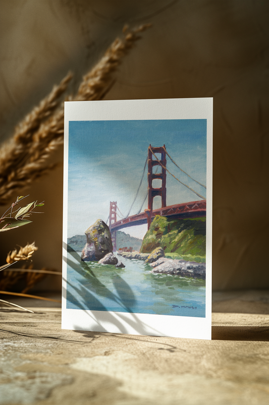 Golden Gate Bridge Painting - Note Card