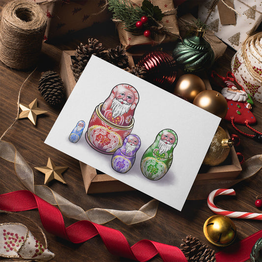 Santa Nesting Dolls - Holiday Card